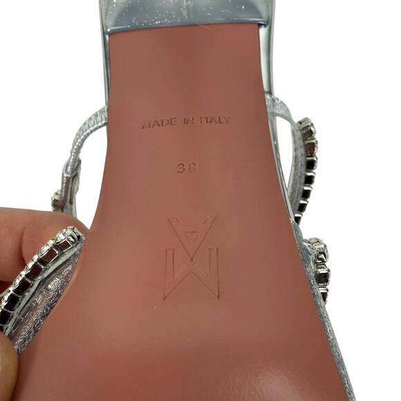 New Amina Muaddi Gilda Crystals Pvc Transparent Mules Size 38 - Picture 9 of 11